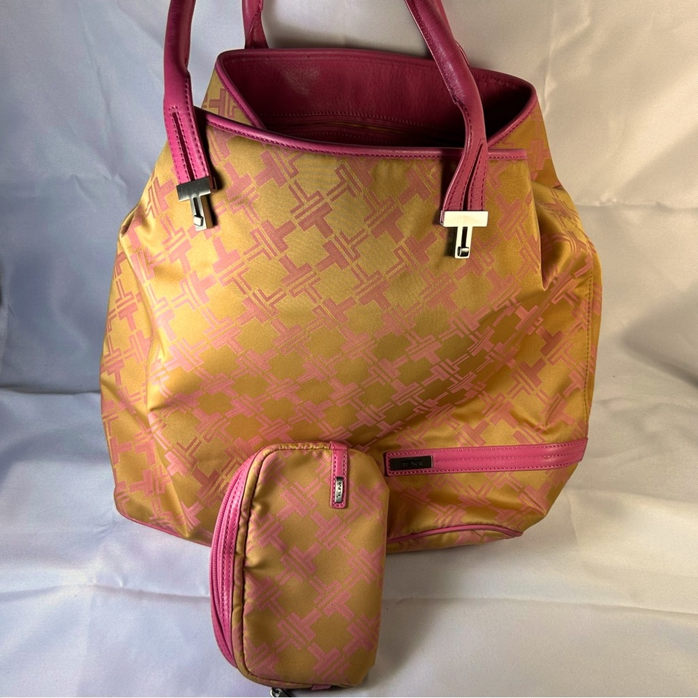 Tumi Gold and Pink Travel Bag Set